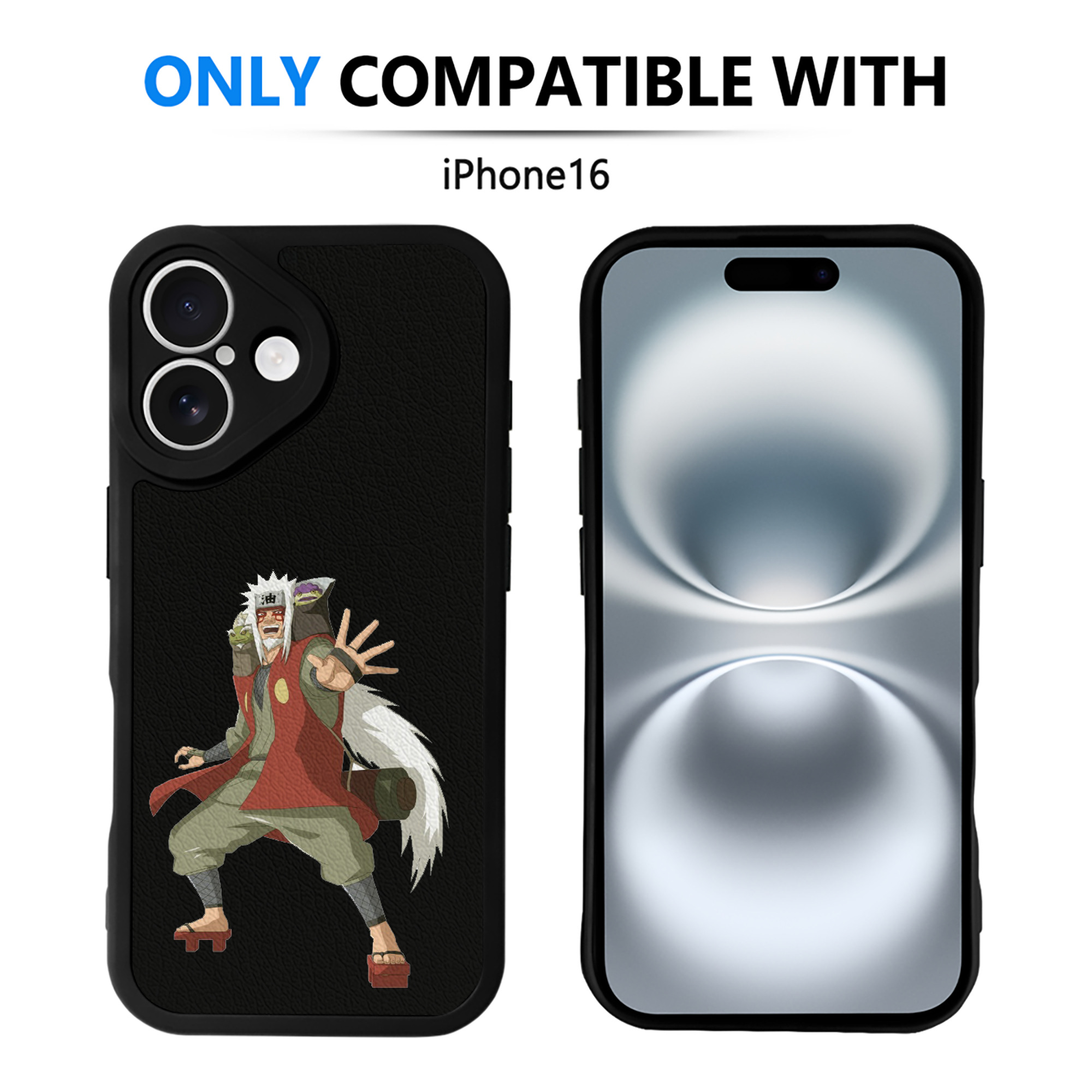 （画像用） NARUTO -ナルト- 自来也（じらいや） Jiraiya 【iPhone 16シリーズ対応】シリコンスマホケース（レザー調） 材質：シリコン